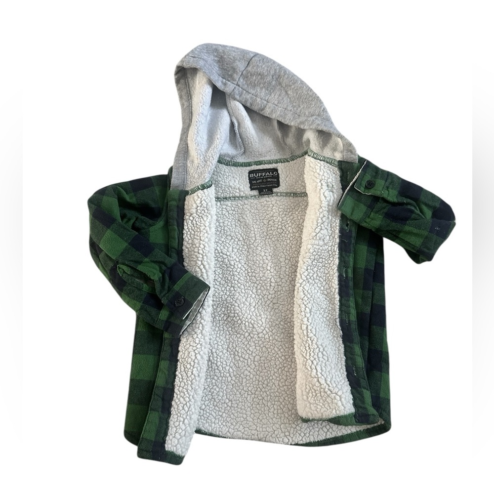 Buffalo David‎ Bitton Lined Flannel Jacket Hoodie Shacket Toddler Boy 3T